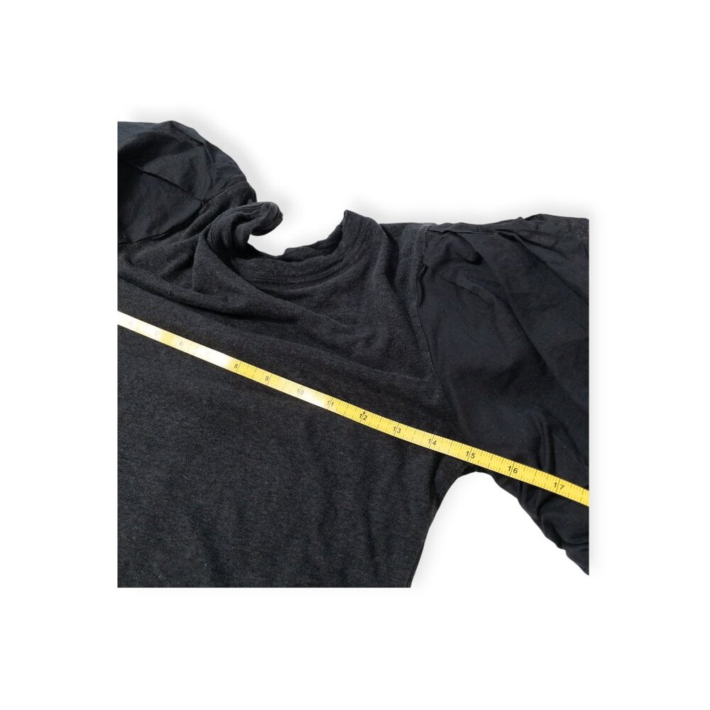 Joie Libby Puff Sleeve Short Sleeve Top Black Shirt Cropped SZ XS Linen Blend - Picture 5 of 6